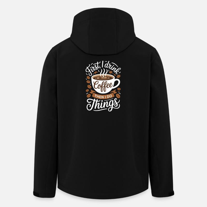 Coffee Humor Lifestyle Saying - Men’s Recycled Softshell Jacket by Stanley/Stella - black
