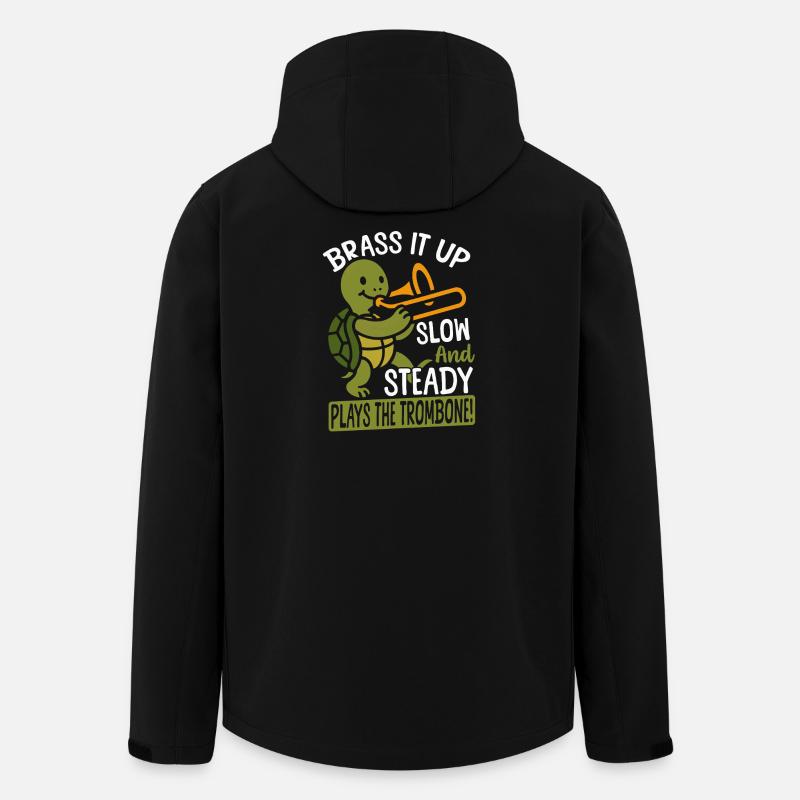 Brass Band Trombonist Turtle Playing Trombone - Men’s Recycled Softshell Jacket by Stanley/Stella - black