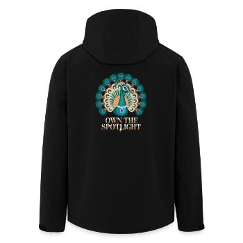Peacock motif: Own The Spotlight with elegance and - Men’s Recycled Softshell Jacket by Stanley/Stella - black - Back - AI Model Male 185 light (185cm)