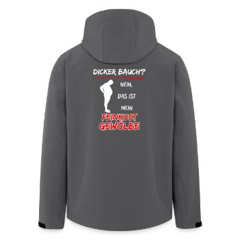 Dicker Bauch? nein das ist mein Feinkost Gewölbe - Recycelte Männer Softshell-Jacke von Stanley/Stella - Schwarz - Hinten - AI Model Male 185 light (185cm)