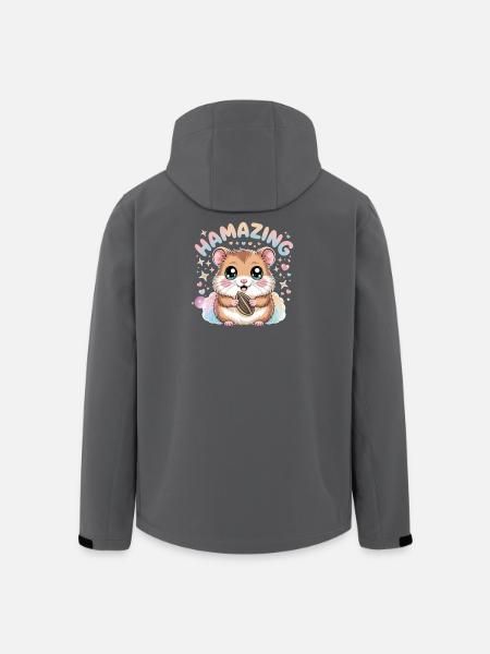 Hamazing Kawaii Hamster Frö Hjärtan - Softshelljacka herr i återvunnen polyester Stanley/Stella - svart