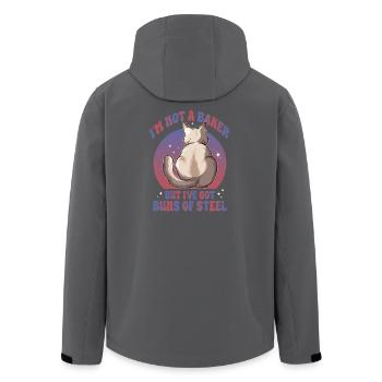 Buns of Steel Cat - Men’s Recycled Softshell Jacket by Stanley/Stella - black - Back - AI Model Male 185 light (185cm)