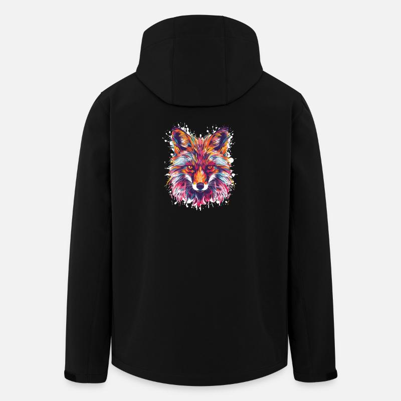 Fuchs Aquarell - Recycelte Männer Softshell-Jacke von Stanley/Stella - Schwarz