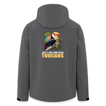 Toucans Toucan - Men’s Recycled Softshell Jacket by Stanley/Stella - black - Back - AI Model Male 185 light (185cm)