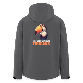 Toucans Toucan - Men’s Recycled Softshell Jacket by Stanley/Stella - black - Back - AI Model Male 185 light (185cm)
