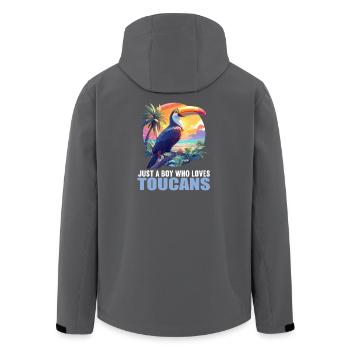 Toucans Toucan - Men’s Recycled Softshell Jacket by Stanley/Stella - black - Back - AI Model Male 185 light (185cm)