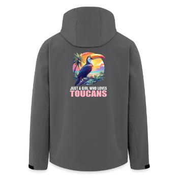 Toucans Toucan - Men’s Recycled Softshell Jacket by Stanley/Stella - black - Back - AI Model Male 185 light (185cm)
