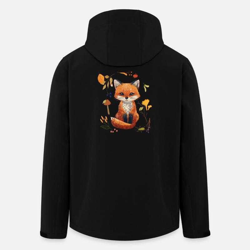 Renard dans la forêt - Veste softshell homme en polyester recyclé Stanley/Stella - noir