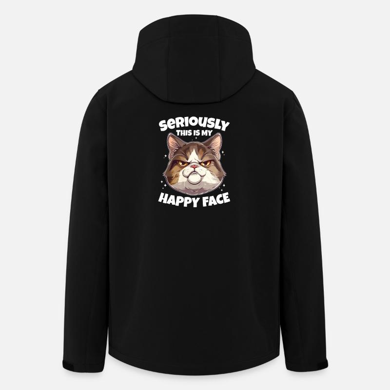 Drôle de chat visage heureux - Veste softshell homme en polyester recyclé Stanley/Stella - noir
