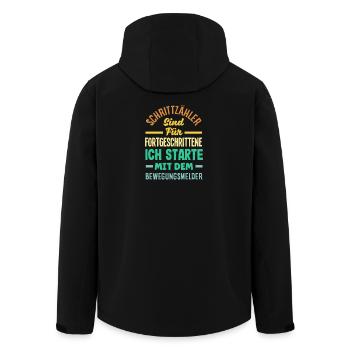Pedometer? I use the motion detector - Men’s Recycled Softshell Jacket by Stanley/Stella - black - Back - AI Model Male 185 light (185cm)