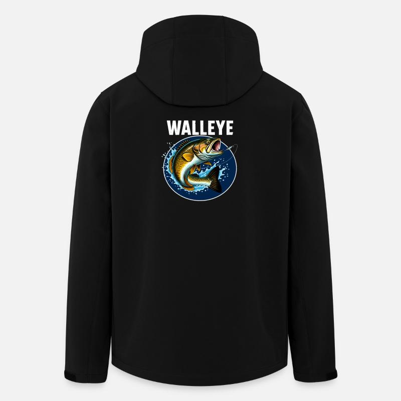 Walleye Fish Jump Fish Motif - Men’s Recycled Softshell Jacket by Stanley/Stella - black