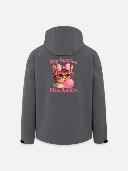 Cute Cat - Stay Pawsitive Blow Bubbles - Men’s Recycled Softshell Jacket by Stanley/Stella - black