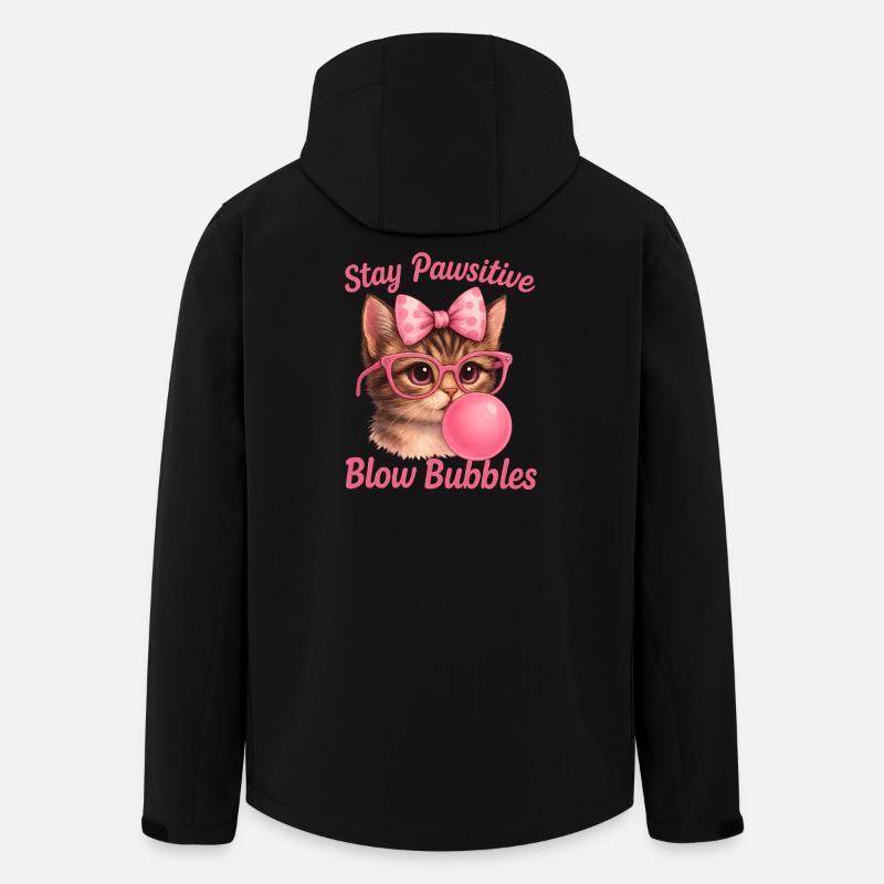 Chat mignon - Stay Pawsitive Blow Bubbles - Veste softshell homme en polyester recyclé Stanley/Stella - noir