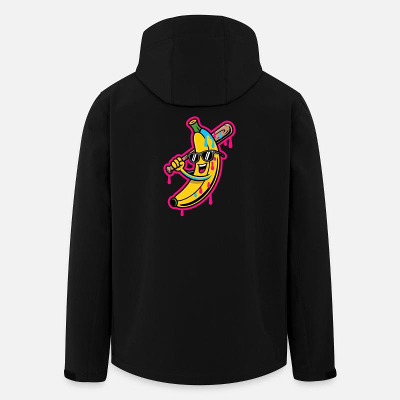 banane dessin animé baseball humour - Veste softshell homme en polyester recyclé Stanley/Stella - noir
