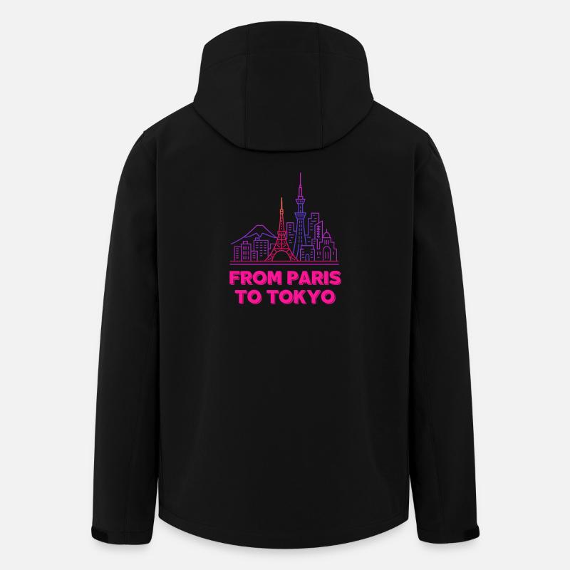 From Paris to Tokyo Neon Skyline - Recycelte Männer Softshell-Jacke von Stanley/Stella - Schwarz