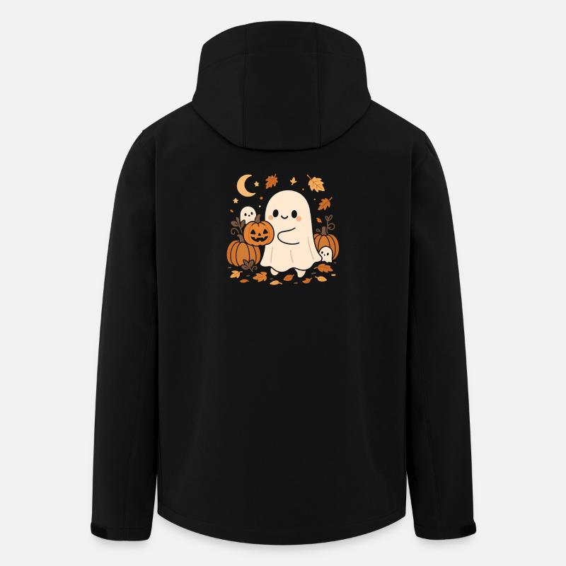 Fantôme d’Halloween avec des citrouilles - Veste softshell homme en polyester recyclé Stanley/Stella - noir