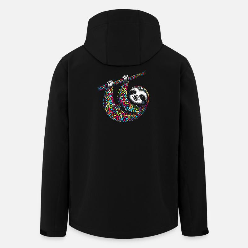 Spotty Rainbow Dotted Sloth Mosaic - Men’s Recycled Softshell Jacket by Stanley/Stella - black