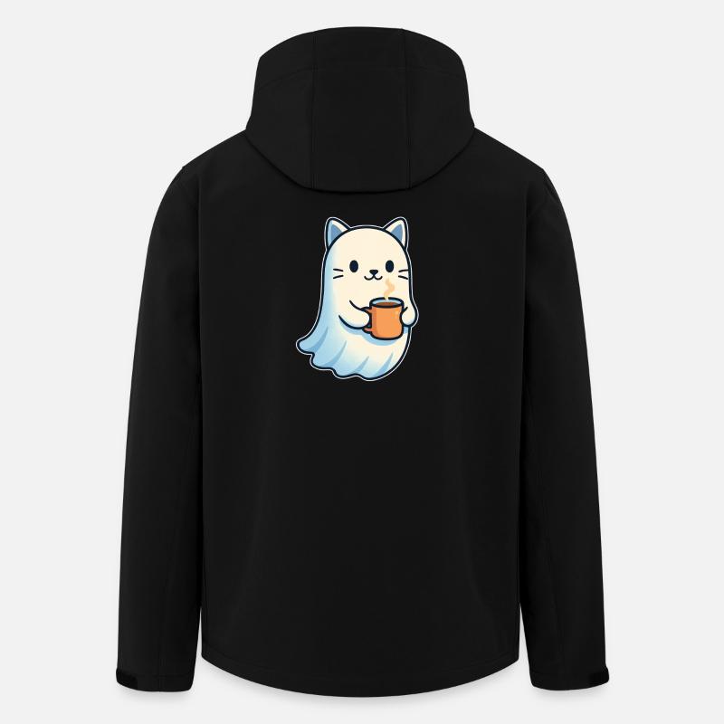 Kaffeegeist Katze mit Becher - Recycelte Männer Softshell-Jacke von Stanley/Stella - Schwarz
