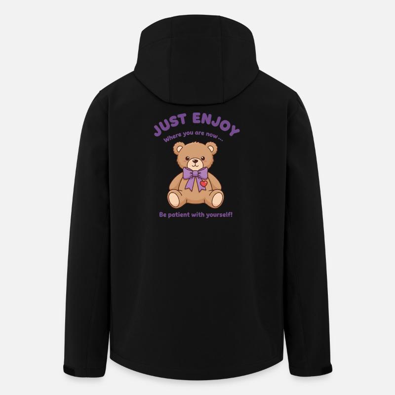 Ours en peluche Soyez patient avec vous-même - Veste softshell homme en polyester recyclé Stanley/Stella - noir