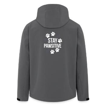 Stay Pawsitive Pfotenabdrücke T-Shirt - Recycelte Männer Softshell-Jacke von Stanley/Stella - Schwarz - Hinten - AI Model Male 185 light (185cm)