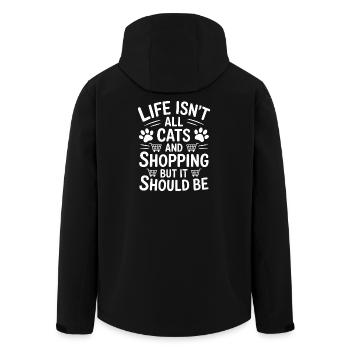 Einkaufen Spruch Katzen Lustiges Shopping Geschenk - Recycelte Männer Softshell-Jacke von Stanley/Stella - Schwarz - Hinten - AI Model Male 185 light (185cm)