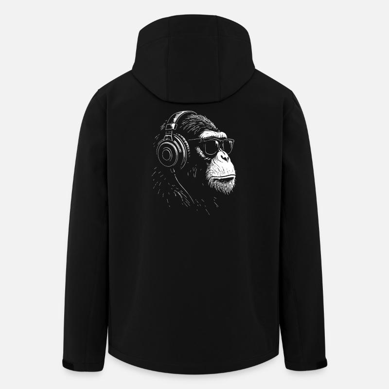 Headphone Monkey with Sunglasses - Men’s Recycled Softshell Jacket by Stanley/Stella - black