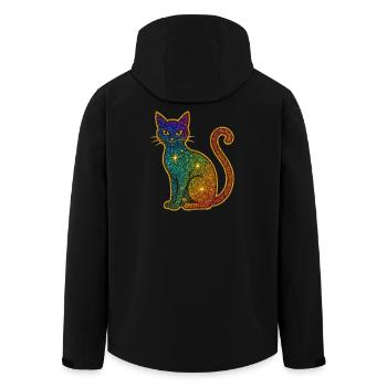 Regenbogen Glitzer Katze zu Halloween - Recycelte Männer Softshell-Jacke von Stanley/Stella - Schwarz - Hinten - AI Model Male 185 light (185cm)