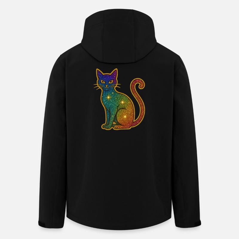 Rainbow glitter cat for Halloween - Men’s Recycled Softshell Jacket by Stanley/Stella - black