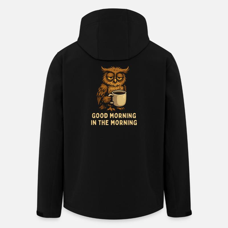 Schlafmütze Eule mit Kaffee - Recycelte Männer Softshell-Jacke von Stanley/Stella - Schwarz