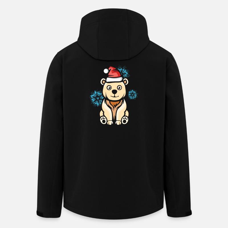 Christmas Polar Bear with Snowflakes - Men’s Recycled Softshell Jacket by Stanley/Stella - black