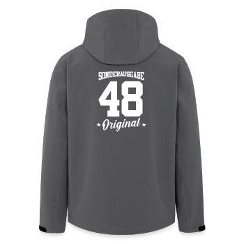 48 Geburtstag - Recycelte Männer Softshell-Jacke von Stanley/Stella - Schwarz - Hinten - AI Model Male 185 light (185cm)