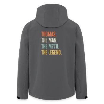 Thomas Man Myth Legend Retro Design Geschenk Name - Recycelte Männer Softshell-Jacke von Stanley/Stella - Schwarz - Hinten - AI Model Male 185 light (185cm)