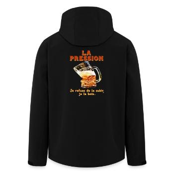 La Pression: Je Bois La Bois - Veste softshell homme en polyester recyclé Stanley/Stella - noir - Dos - AI Model Male 185 light (185cm)