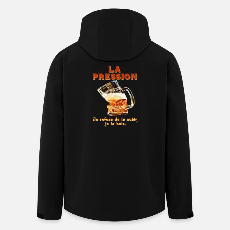 La Pression: Je Bois La Bois - Veste softshell homme en polyester recyclé Stanley/Stella - noir