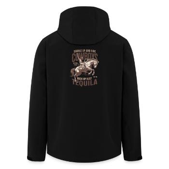 Vintage Cowboys and Tequila Shirt Retro Western - Men’s Recycled Softshell Jacket by Stanley/Stella - black - Back - AI Model Male 185 light (185cm)
