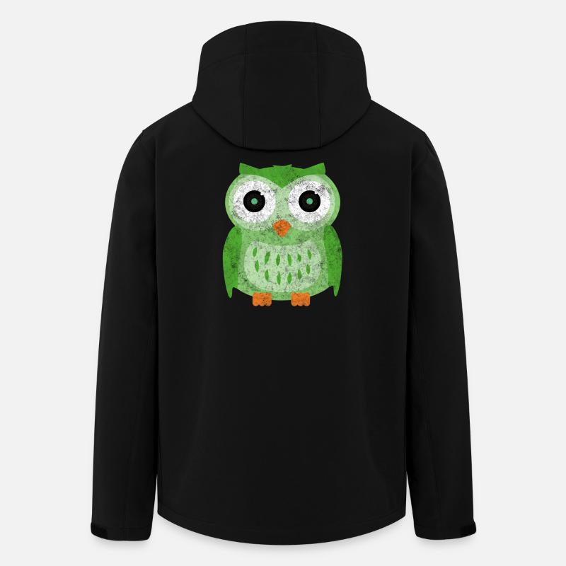 Dessin animé des hiboux verts - Veste softshell homme en polyester recyclé Stanley/Stella - noir
