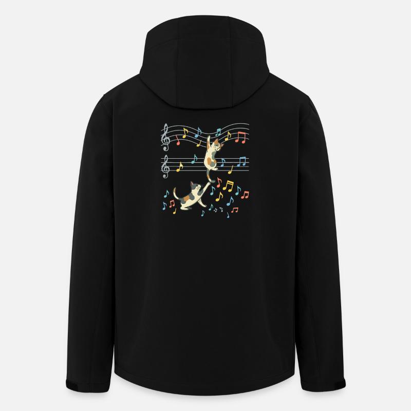 Chat Musique Danse des Notes - Veste softshell homme en polyester recyclé Stanley/Stella - noir