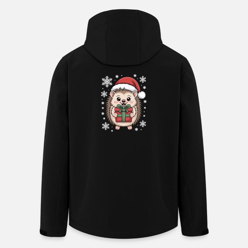 Weihnachts Igel Mit Santa Mütze Und Schnee - Recycelte Männer Softshell-Jacke von Stanley/Stella - Schwarz