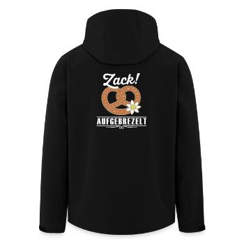 Zack aufgebrezelt – Lustiger Tracht Spruch - Recycelte Männer Softshell-Jacke von Stanley/Stella - Schwarz - Hinten - AI Model Male 185 light (185cm)