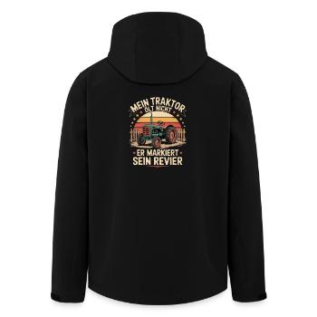 My tractor doesn't oil, it marks its territory - Men’s Recycled Softshell Jacket by Stanley/Stella - black - Back - AI Model Male 185 light (185cm)