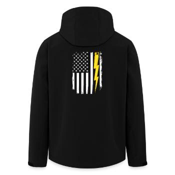 US-Flagge Flash Patriotischer Elektroingenieur - Recycelte Männer Softshell-Jacke von Stanley/Stella - Schwarz - Hinten - AI Model Male 185 light (185cm)
