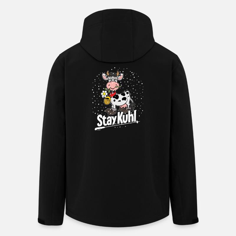 Stay Kuh! Winterkuh mit Blume - Recycelte Männer Softshell-Jacke von Stanley/Stella - Schwarz