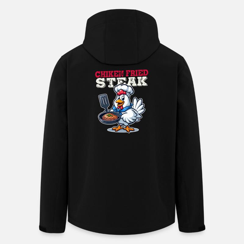 Poulet Frit Steak Cartoon - Veste softshell homme en polyester recyclé Stanley/Stella - noir