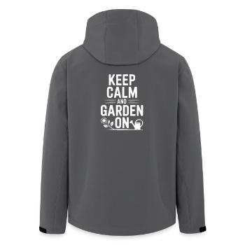 Bleiben Sie ruhig und gärtnern Sie weiter - Recycelte Männer Softshell-Jacke von Stanley/Stella - Schwarz - Hinten - AI Model Male 185 light (185cm)