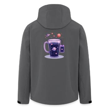Lila Kosmos-Tasse mit Planetenspiel - Recycelte Männer Softshell-Jacke von Stanley/Stella - Schwarz - Hinten - AI Model Male 185 light (185cm)