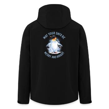 May your days be merry – Emperor Penguin - Men’s Recycled Softshell Jacket by Stanley/Stella - black - Back - AI Model Male 185 light (185cm)