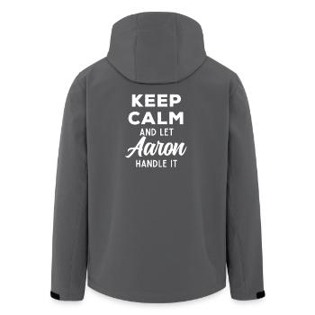 Keep Calm Let Aaron Fix This Funny Saying - Men’s Recycled Softshell Jacket by Stanley/Stella - anthracite - Back - AI Model Male 185 light (185cm)