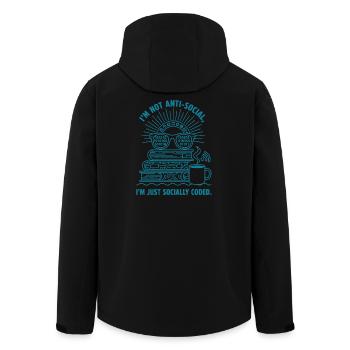 Socialement codé : livres, café et code - Veste softshell homme en polyester recyclé Stanley/Stella - noir - Dos - AI Model Male 185 light (185cm)