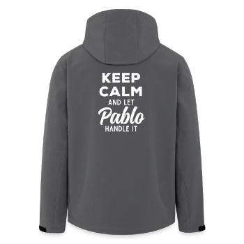 Keep Calm Let Pablo Fix It Funny Saying - Men’s Recycled Softshell Jacket by Stanley/Stella - anthracite - Back - AI Model Male 185 light (185cm)