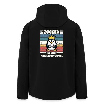 Pinguin verschwenden keine Zeit, sie zocken - Recycelte Männer Softshell-Jacke von Stanley/Stella - Schwarz - Hinten - AI Model Male 185 light (185cm)